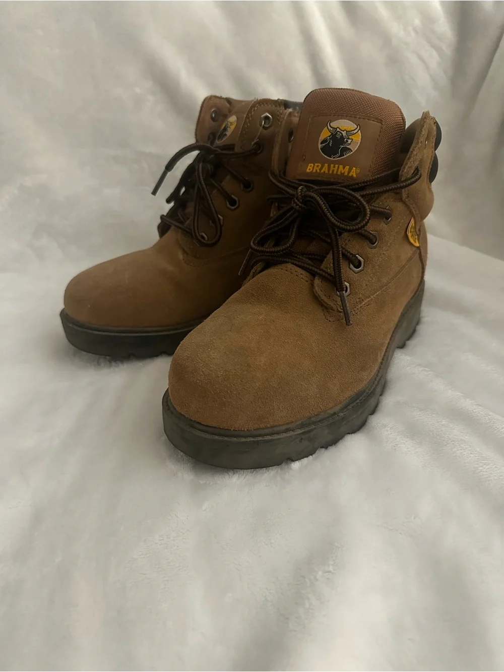 Brahma Men's Tan Suede Work Boots with Padded Collar